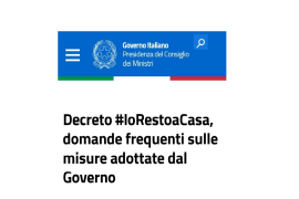 Decreto #IoRestoaCasa; domande frequenti sulle misure adottate dal Governo 