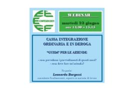 WEBINAR SULLA CASSA INTEGRAZIONE