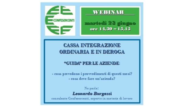 WEBINAR SULLA CASSA INTEGRAZIONE