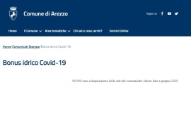 EMERGENZA COVID: DAL COMUNE DI AREZZO IN ARRIVO BONUS IDRICO PER LE AZIENDE