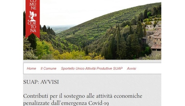 CORTONA: PUBBLICATO IL BANDO PER IL SOSTEGNO ALLE ATTIVITÀ ECONOMICHE PENALIZZATE DAL COVID