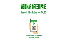 GREEN PASS, OBBLIGO PER I LAVORATORI: WEBINAR DI APPROFONDIMENTO