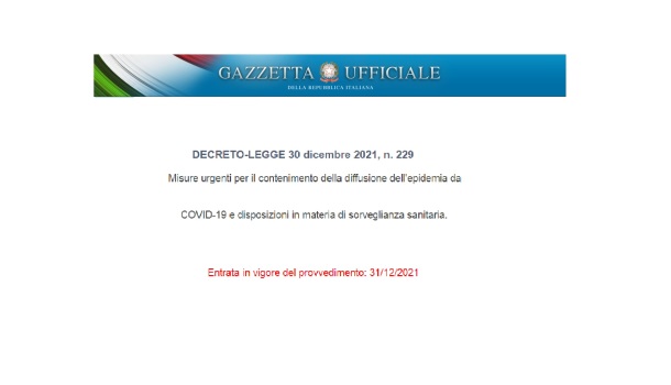 DECRETO LEGGE 30 DICEMBRE 29021 n. 229: ECCO LE PRINCIPALI NOVITÀ