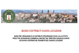 MONTE SAN SAVINO: CONTRIBUTI STRAORDINARI PER PAGAMENTI CANONI LOCAZIONE