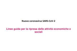 COVID, LINEE GUIDA PER LA RIPRESA DELLE ATTIVITÀ: PRINCIPI DI CARATTERE GENERALE