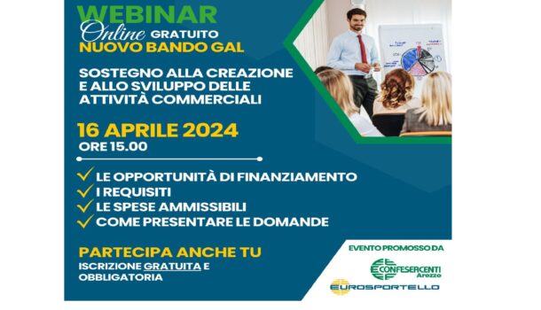 BANDO GAL PER SOSTEGNO ALLE IMPRESE: IL 16 APRILE ALLE ORE 15 – ISCRIVITI AL WEBINAR