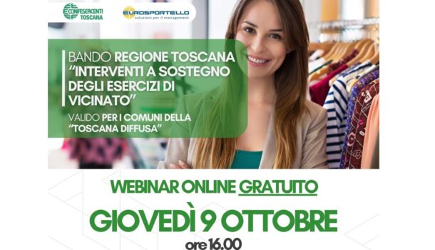 REGIONE TOSCANA: SOSTEGNO AGLI ESERCIZI DI VICINATO “TOSCANA DIFFUSA”