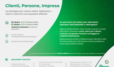 CLIENTI, PERSONE, IMPRESA: TRE INCONTRI AD OTTOBRE E NOVEMBRE
